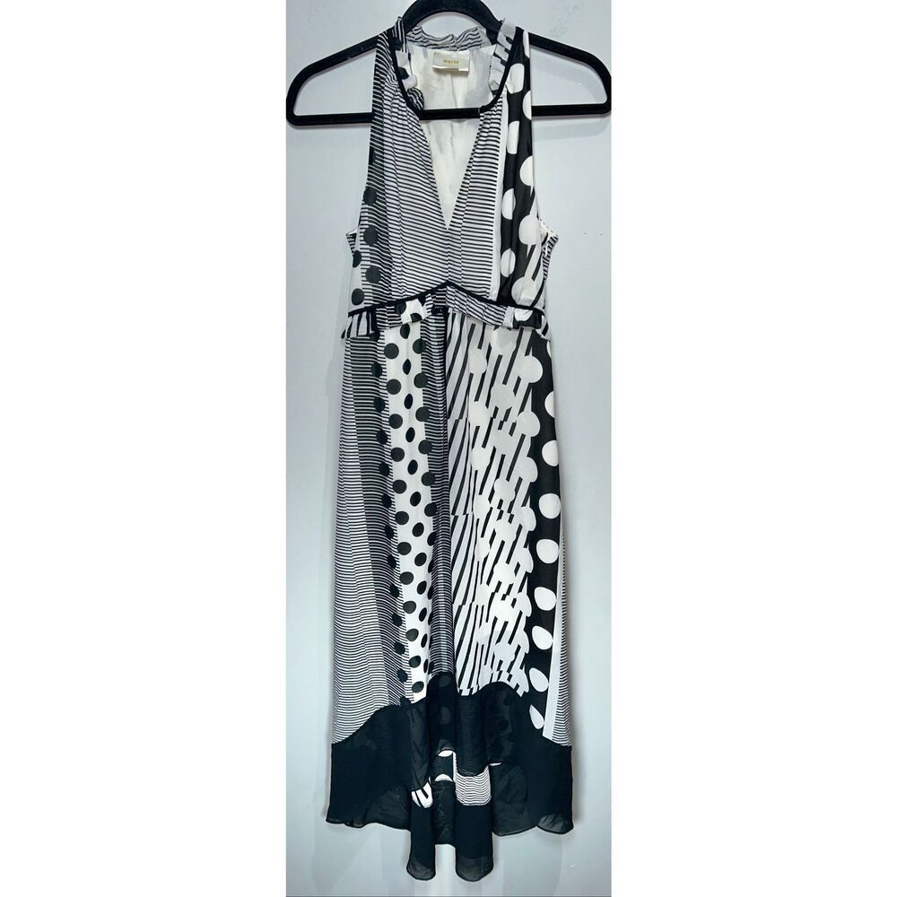 Anthropologie Maeve Channeled Dot Striped High-Low Hem Maxi Dress Size 2